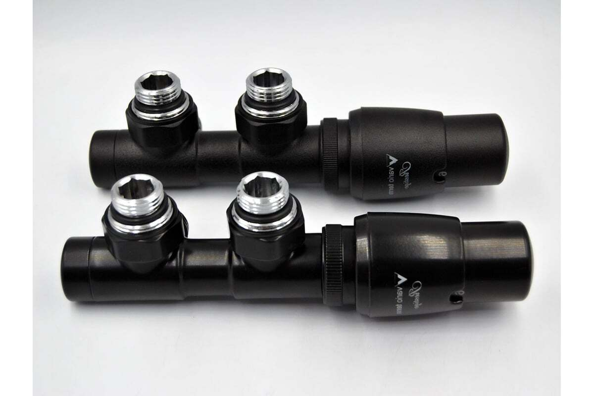 Комплект VARIO TWINS термостатический угловой 3/4-3/4 правый чёрный матовый